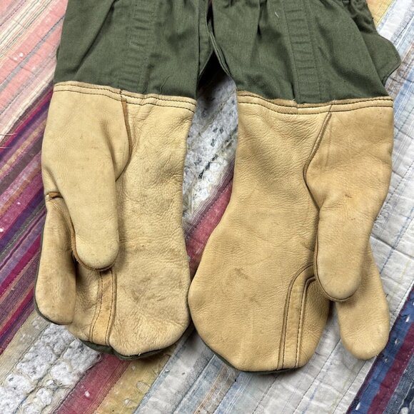 Vintage M-1965 Military Cold Weather Trigger Finger Mitten Shells Leather Medium - Picture 4 of 5